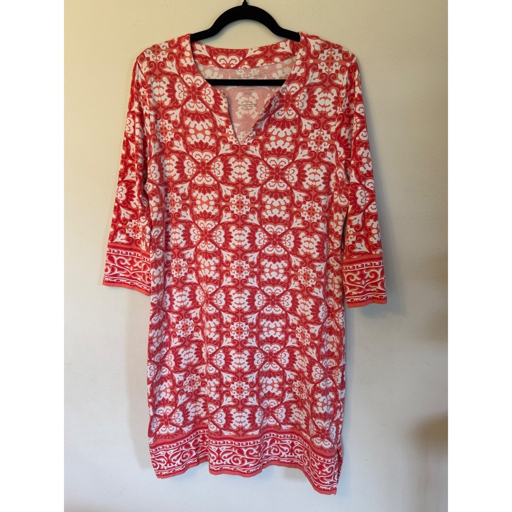 Coolibar Oceanside Tunic Dress – UPF 50+ Sun Protection – Coral/Red – Sz Large